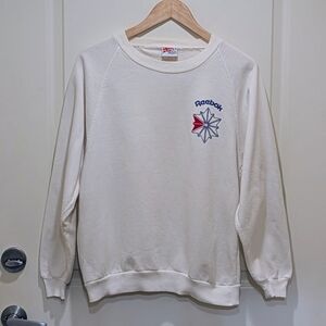 Vintage 80s Reebok M Starcrest Union Jack Logo White Sweatshirt